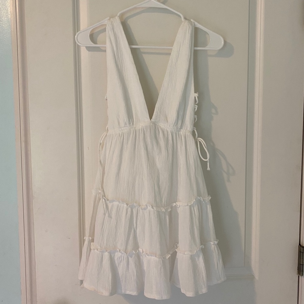 White Princess Polly Plunging V Dress